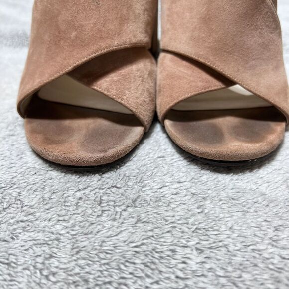 Cole Haan Suede Gabby Sandal Heeled Mules Womens 8.5 Mocha Mousse Nude Open Toe - Picture 6 of 11